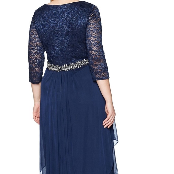 NEW Alex Evenings [ PLUS 18W ]‎ V-Neck Lace Embellished Waist Gown - Picture 4 of 15